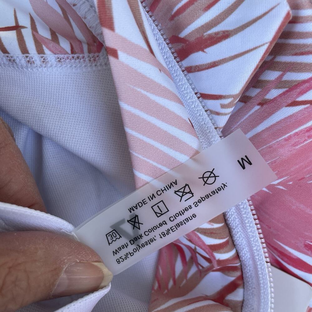 Uniquebella Rash Guard Swim Dress Swimsuit White Pink Modest One Piece NWT M - Picture 6 of 12